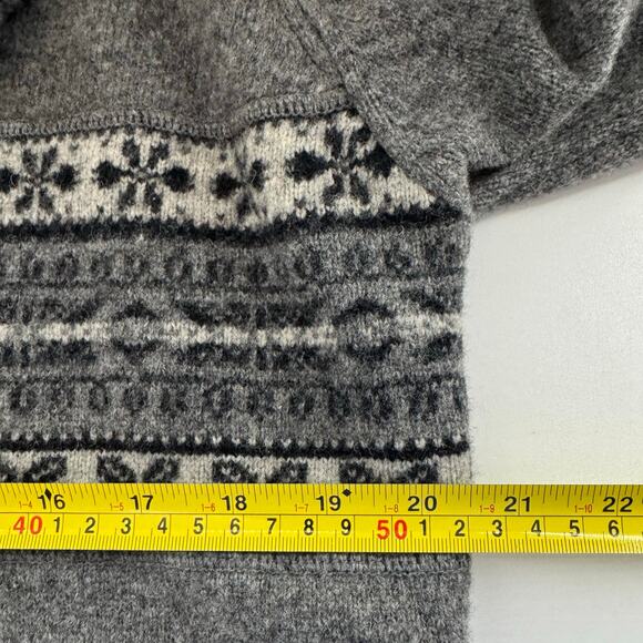 Eddie Bauer Womens Large Gray Fair Isle Lambswool 1/4 Zip Wool Pullover Sweater - Picture 5 of 7
